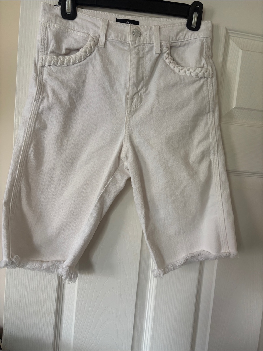 7 For All Mankind White Denim Shorts